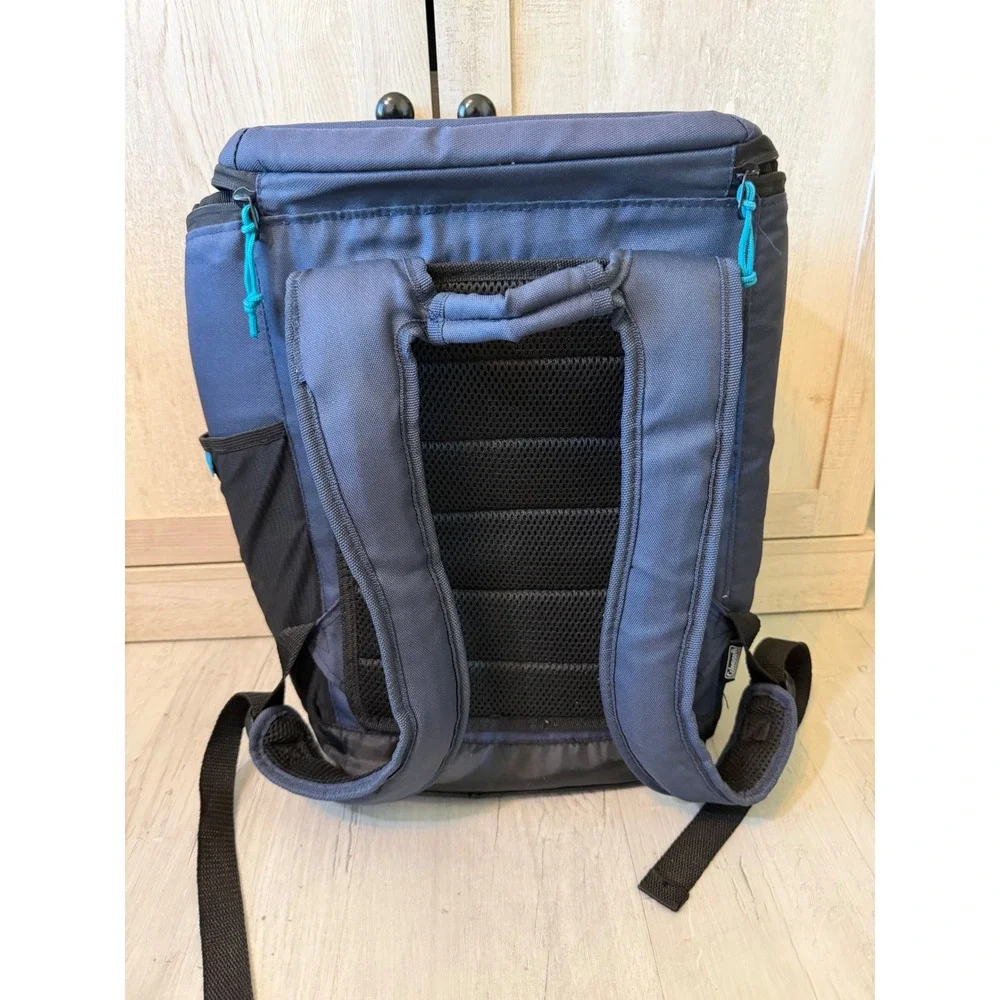 Coleman Insulated Backpack Cooler Navy Blue Turquoise Soft Sided Hiking Bag